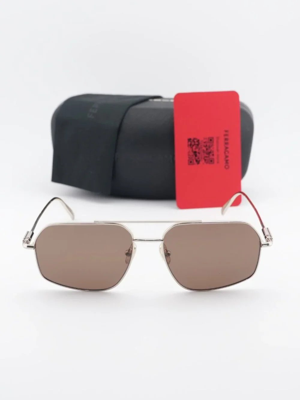 Salvatore Ferragamo SF313S 745 Aviator Sunglasses - Gold / Brown